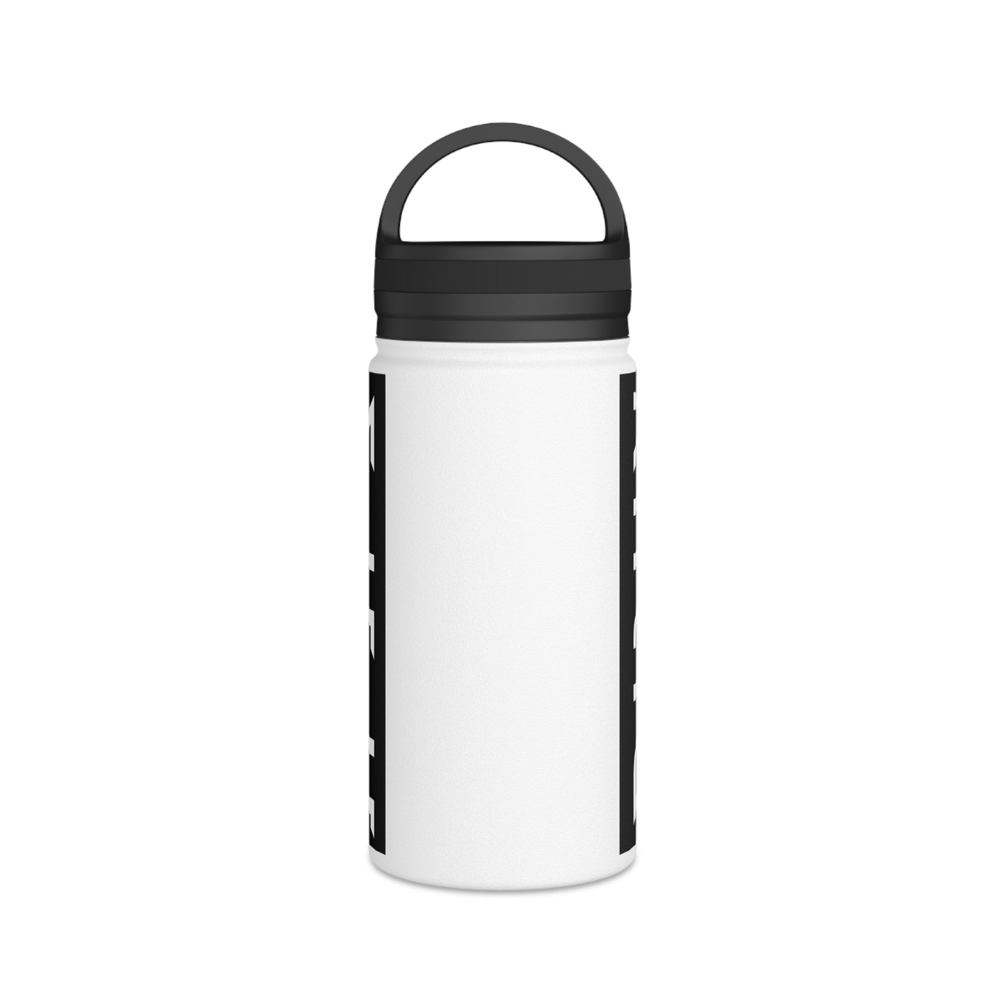 Stainless Steel Double Wall 12oz Hebrew Male Zionist Water Bottle With Twist off Lid - side view
