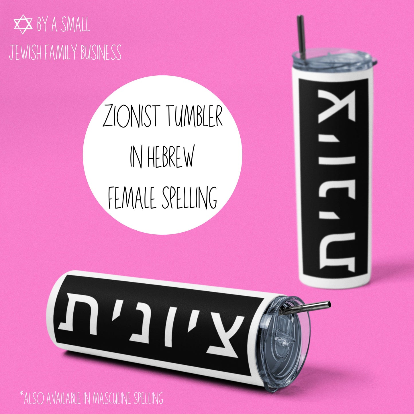 Zionist Hebrew Tumbler, 20oz