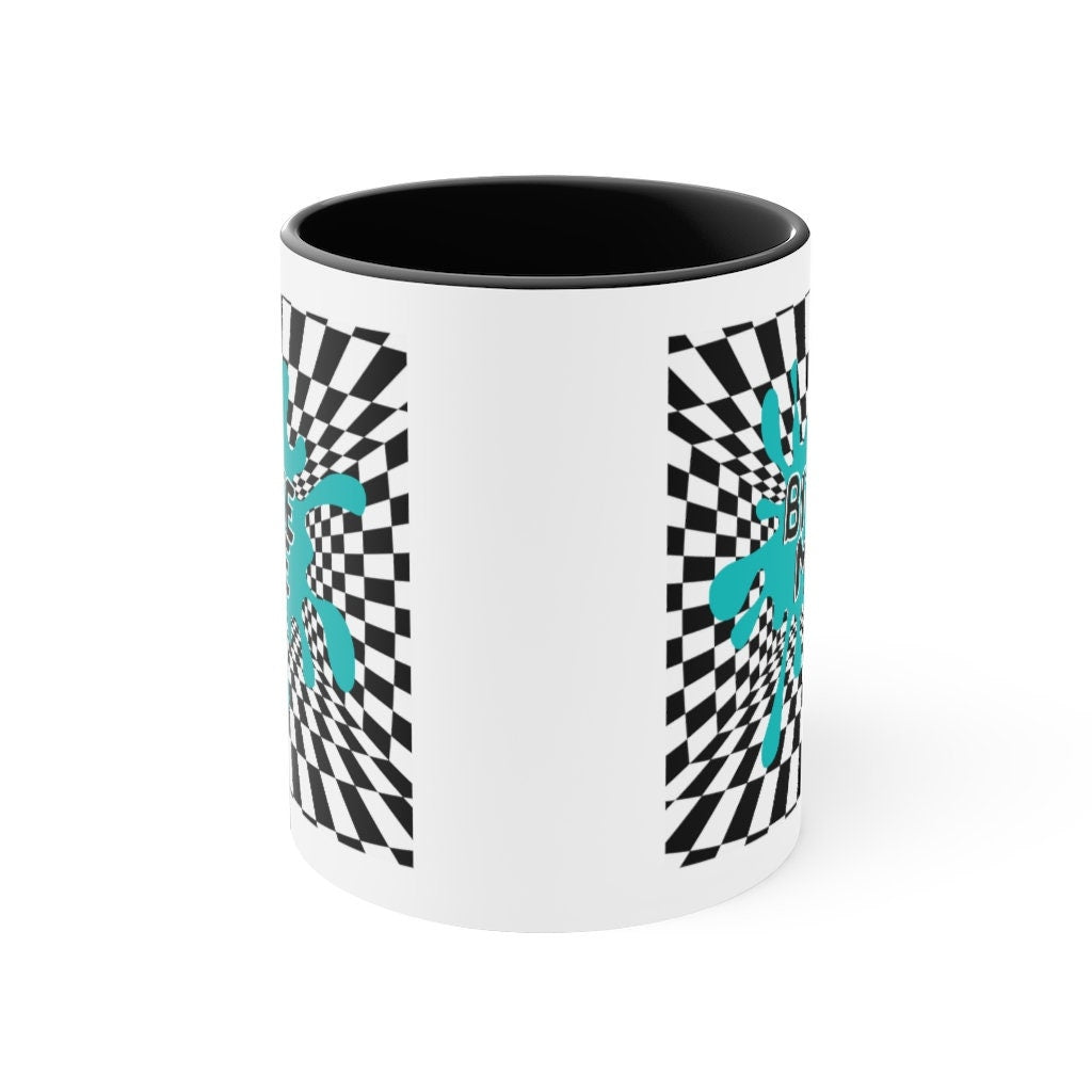 Bite Me Coffee Cup | retro | checkerboard Mug | paint splatter Tea Cup | Rave | Goth | alternative | Tumblr Mug | trendy Mug | 80's Punk