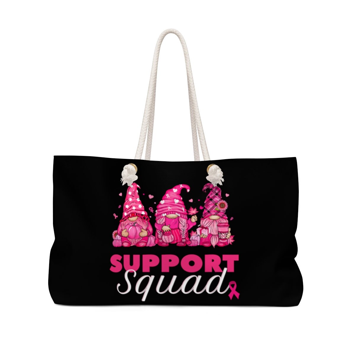 Breast Cancer Gnome Tote | Pink October Tote | Gift for Cancer Support | Fuck Cancer | Just Cure It | Cancer Coffee Mug | Breast Cancer Sux