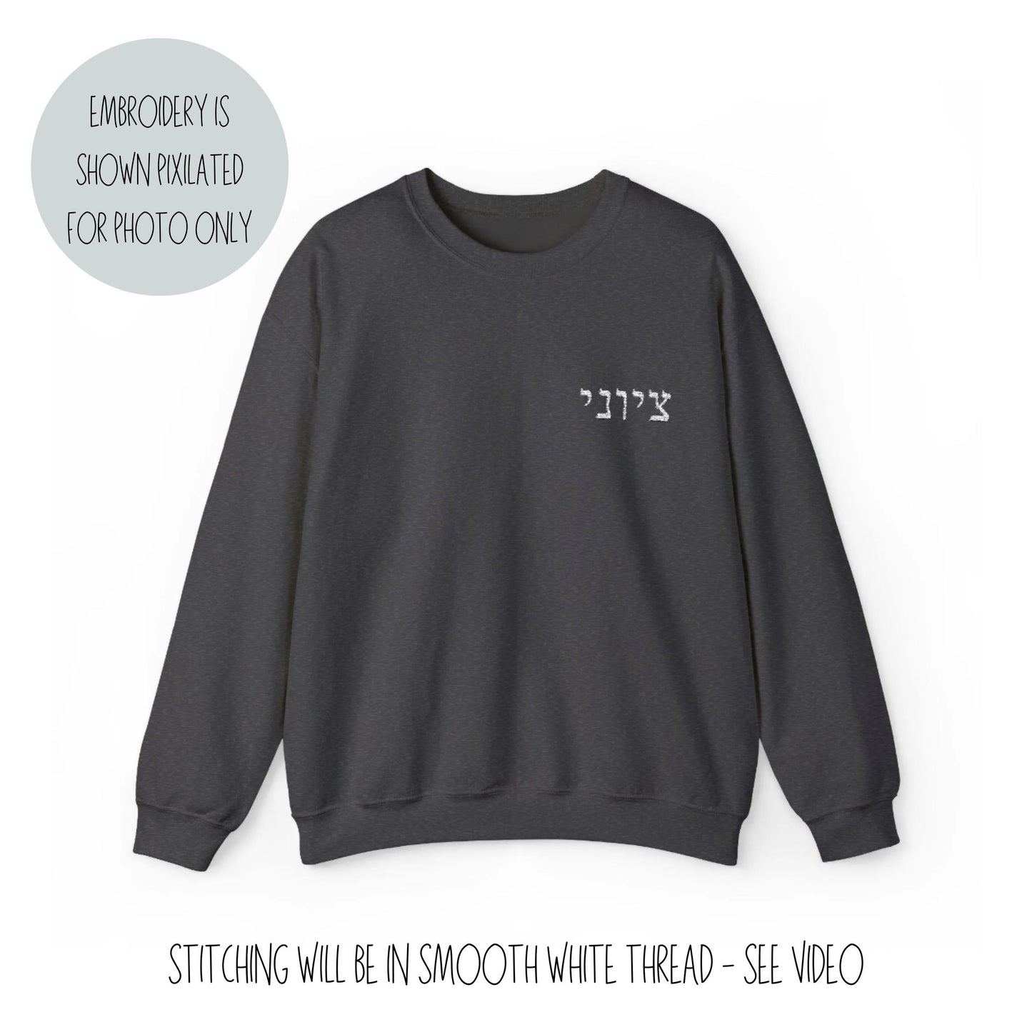 Zionist Embroidered Hebrew Sweater (Masculine)