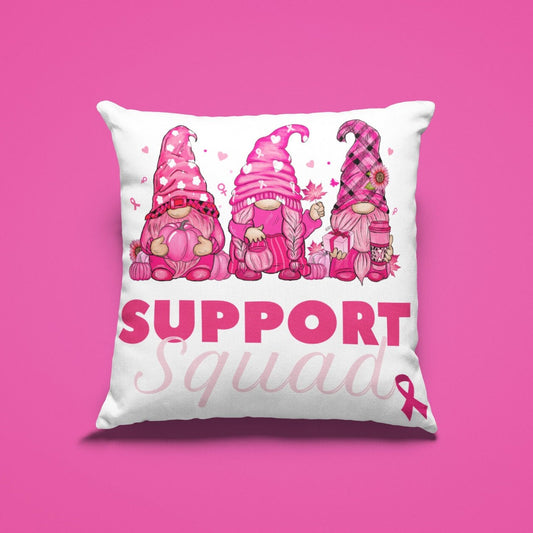 Breast Cancer Gnome Pillow | Pink Gnome Cancer Gift | Gift for Cancer | Fuck Cancer | Just Cure It | Pink October | Gnome Gift |