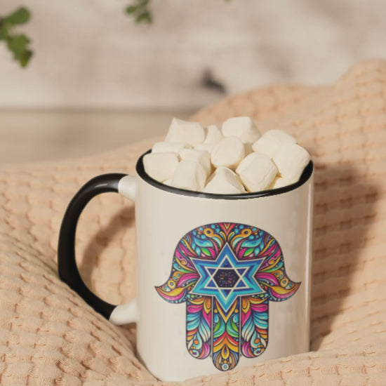 Hamsa Gift, Hamsa Mug, Jewish Gift, Jewish Mug, Magen David, Evil Eye, Black