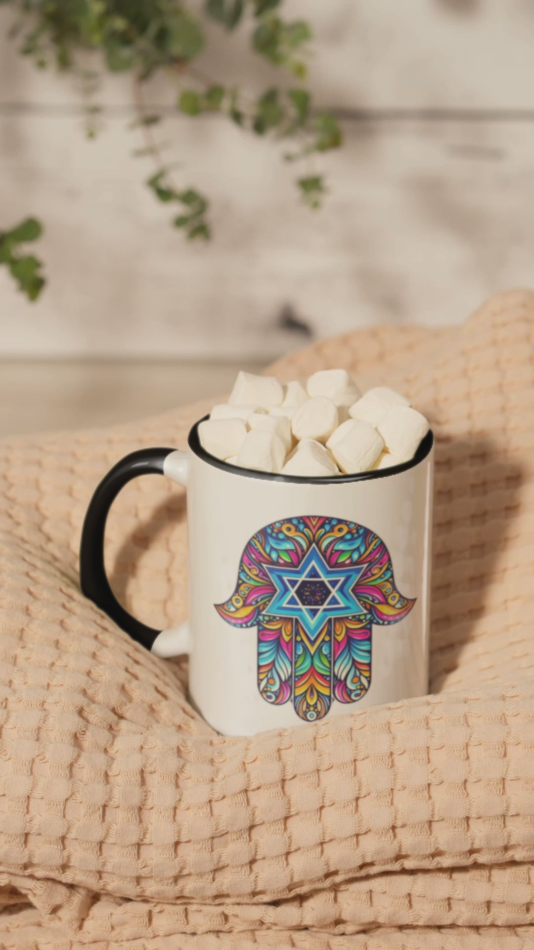 Hamsa Gift, Hamsa Mug, Jewish Gift, Jewish Mug, Magen David, Evil Eye, Black